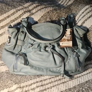 B. Makowsky Light Blue Leather Shoulder Bag